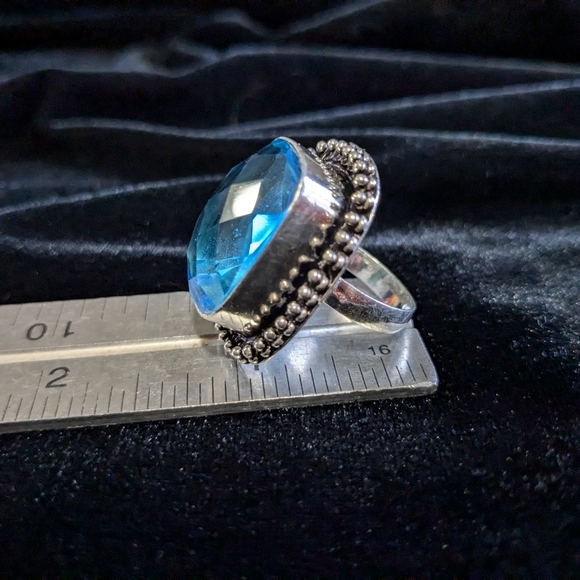 SOLD! Handcrafted Blue Topaz Boho Ring (Lab created) - Picture 9 of 16